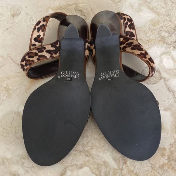 Franco Sarto?Cheetah Leopard Print Pony Hair Strappy  Heeled Sandals - Picture 8 of 8